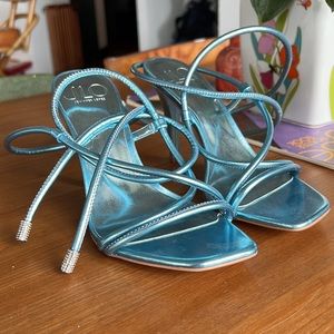 Cinderella blue strappy tie heels